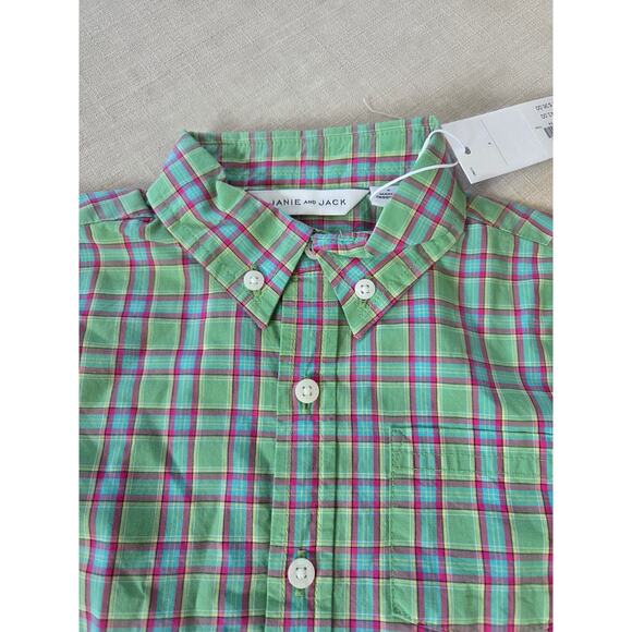Janie and Jack Long Sleeve Green Plaid Shirt - Picture 2 of 4